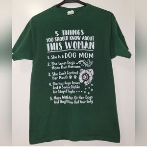 Women's Novelty Graphic Dog Lovers T-shirt In Dark Green Size Medium Unisex